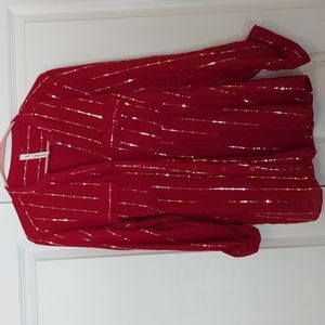 ❣️👕❣️ Bright Red and Silver Blouse ❣️👕❣️